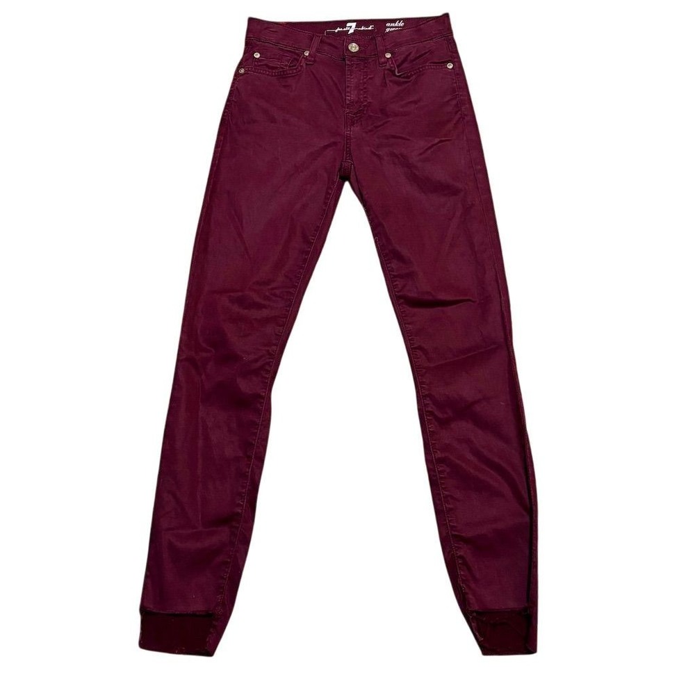 7 For All Mankind Women's Ankle Gwenevere Jeans Size 25 Burgundy